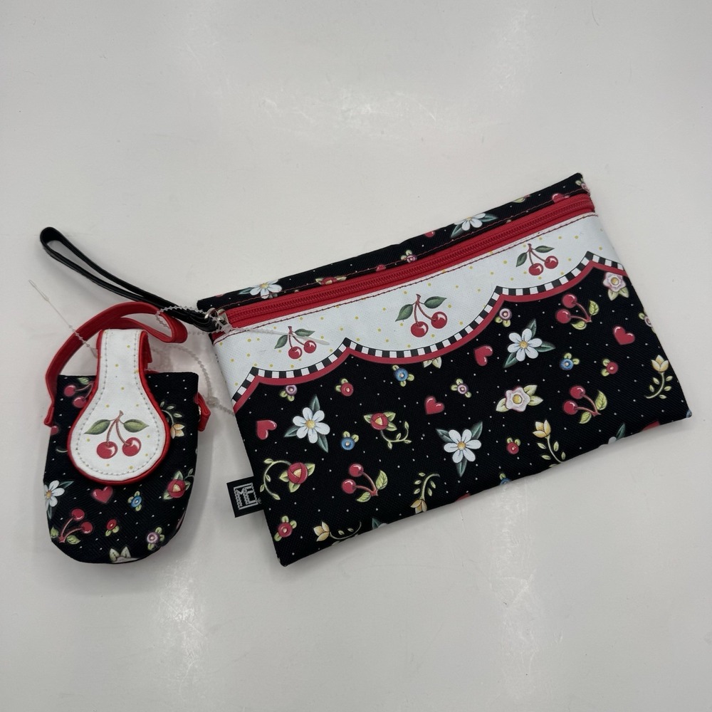 Mary Engelbreit Fabric Coin Purse Zip Pouch Makeup Bag Cottagecore Wristlet NWOT